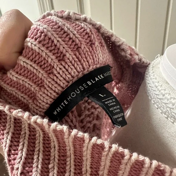 White House Black Market Pink and Cream Knit Top - Picture 6 of 6